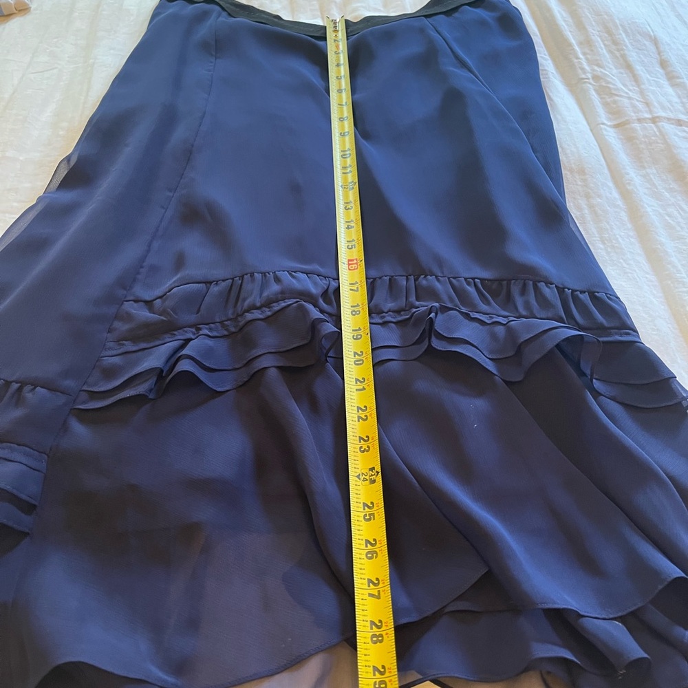 Coach Navy High-Low Ruffle Hem Skirt - Picture 3 of 6